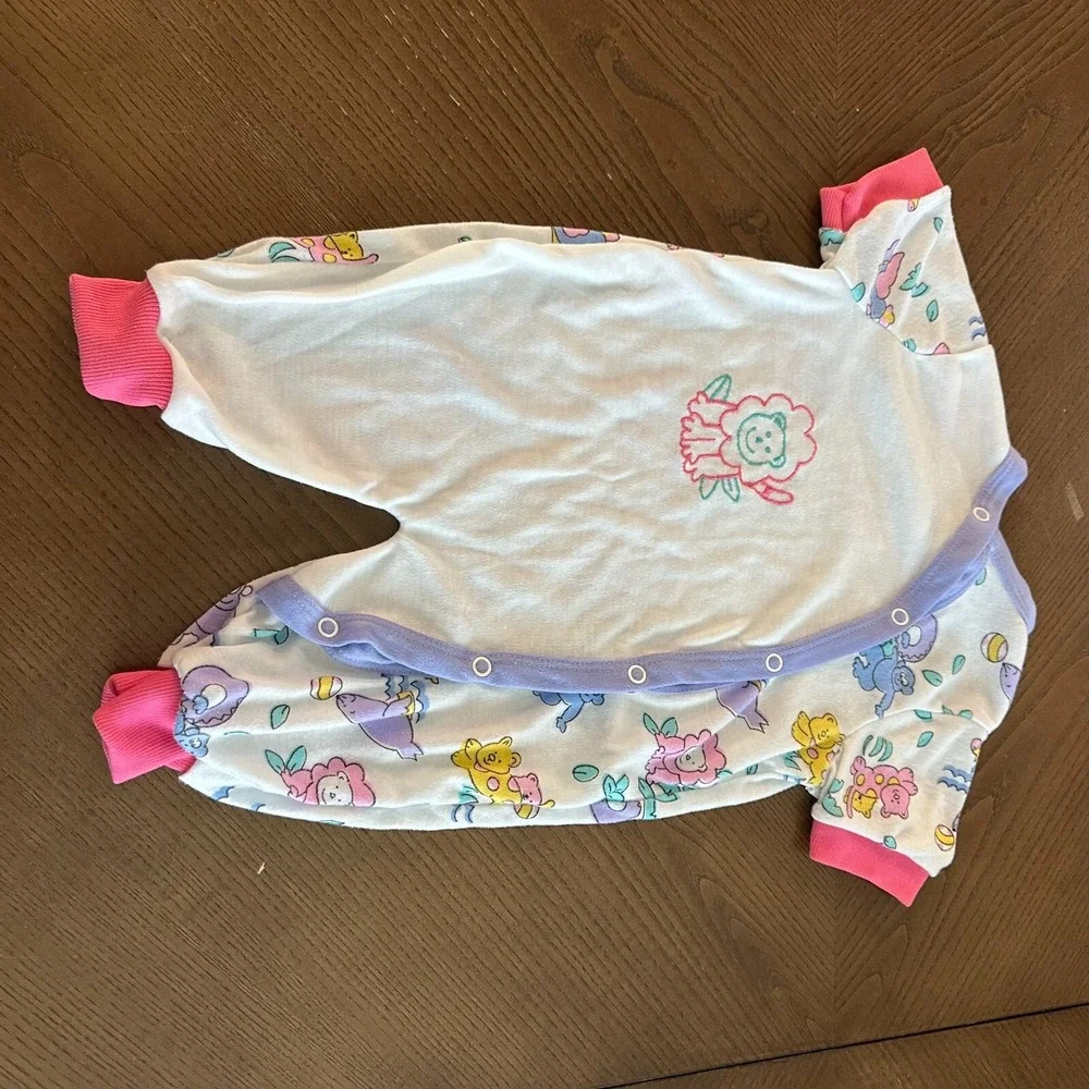 Vintage Baby Infant 0-3 months Pink Purple Sleeper 90's‎ Animals Lion Seals Zoo